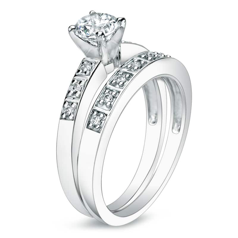 Auriya 1ct TDW Round Diamond Engagement Ring Set 14k Gold