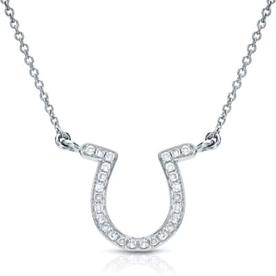 Auriya 1/10ct TDW Fashion Horseshoe Diamond Necklace 14k White Gold (G-H, I1-I2)