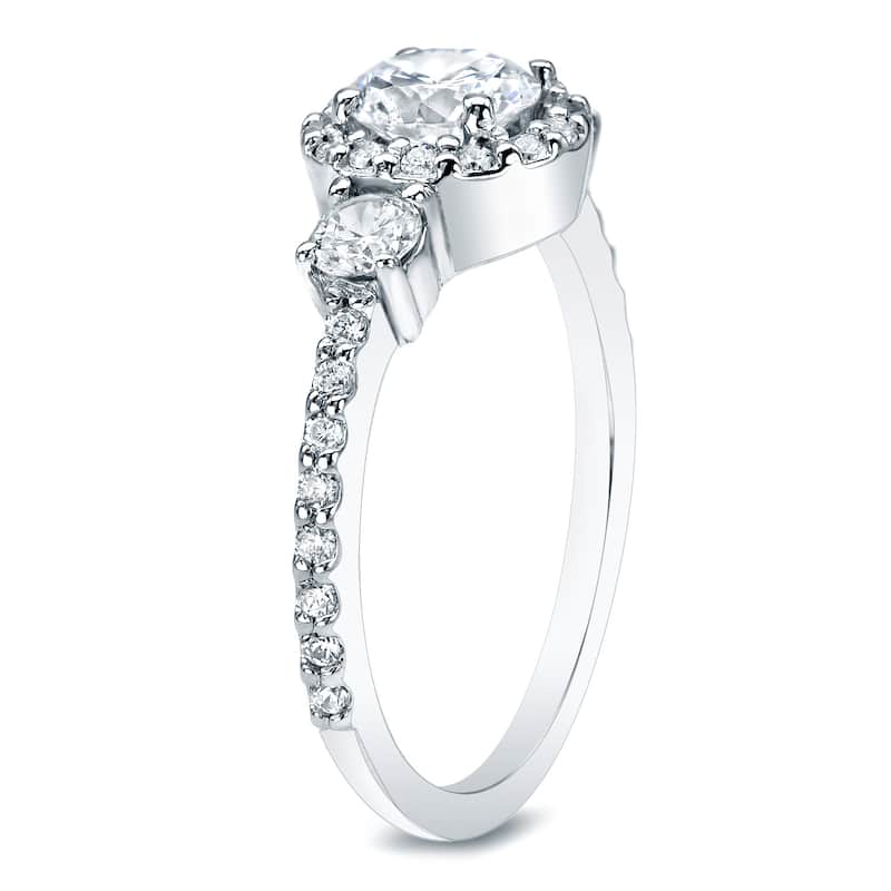 Auriya 1 1/4ctw 3-Stone Halo Diamond Engagement Ring 14k Gold (G-H, I1-I2)