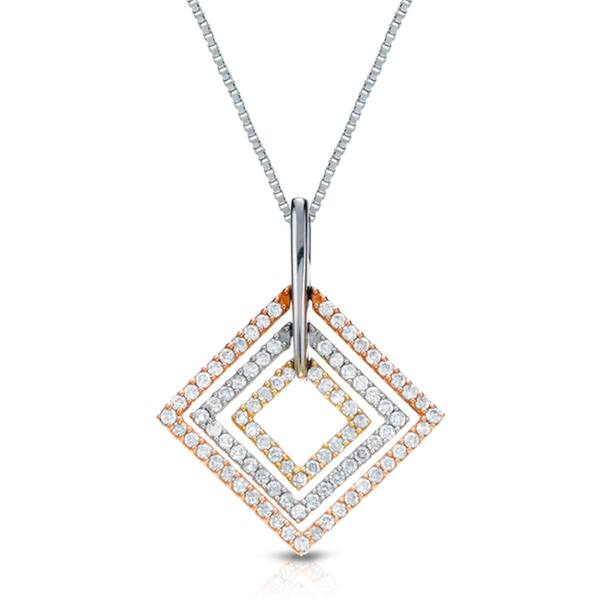 Auriya 14k Gold Triple Square Diamond Necklace 1/2ct TDW (G-H, I1-I2)