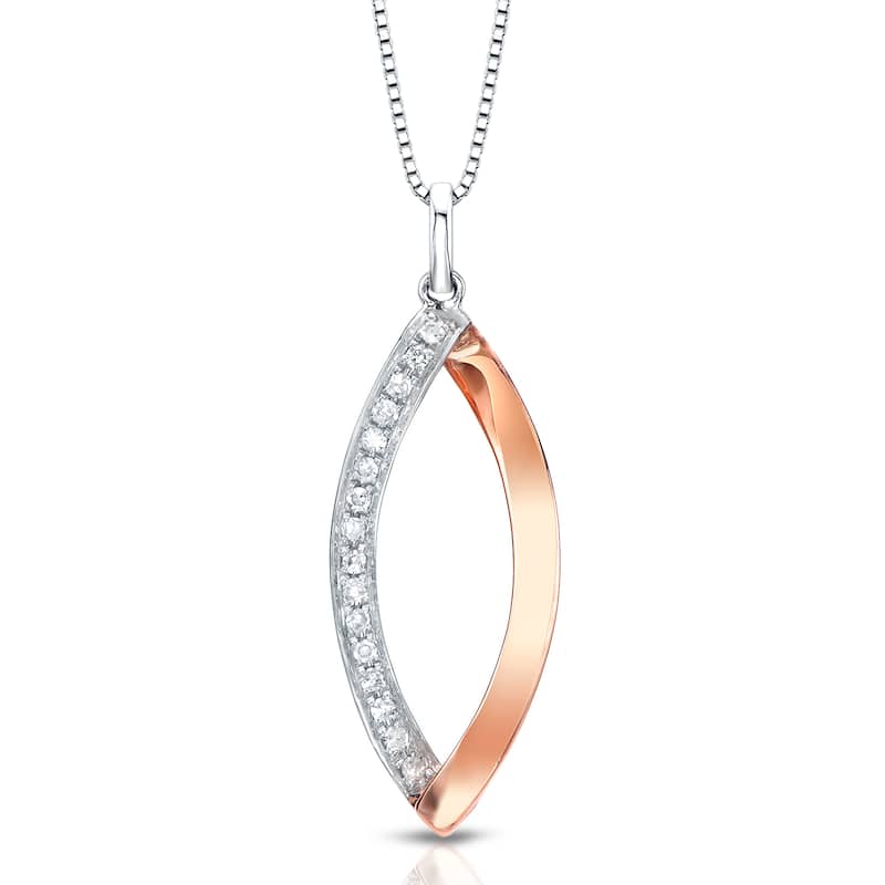 Auriya Marquise Shaped Accent Diamond Necklace 14k Two-Tone Rose Gold (G-H, I1-I2)