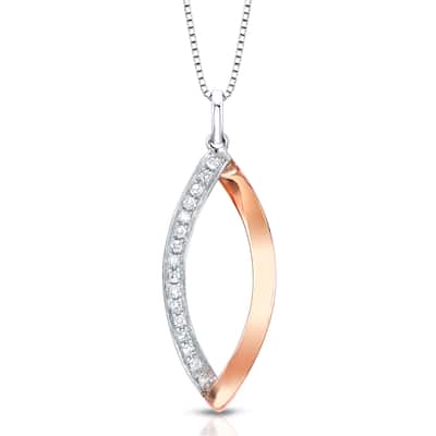 Auriya Marquise Shaped Accent Diamond Necklace 14k Two-Tone Rose Gold (G-H, I1-I2)