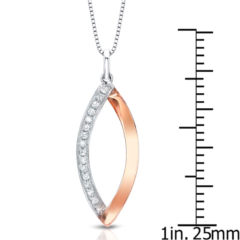 Auriya Marquise Shaped Accent Diamond Necklace 14k Two-Tone Rose Gold (G-H, I1-I2)