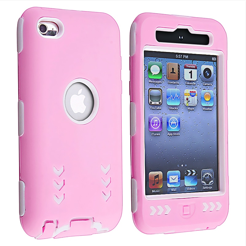 Shop White/ Pink Hybrid Case for AppleÂ® iPod Touch 4th Generation