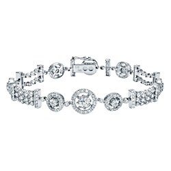 Auriya 14k White Gold 4ct TDW Round Diamond Tennis Halo Bracelet H-I SI1-SI2