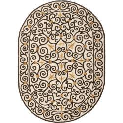 Oval Hand Hooked Rugs Area For Less Safavieh Hand Hooked Chelsea Irongate Ivory Wool Rug 7 6 X 9
