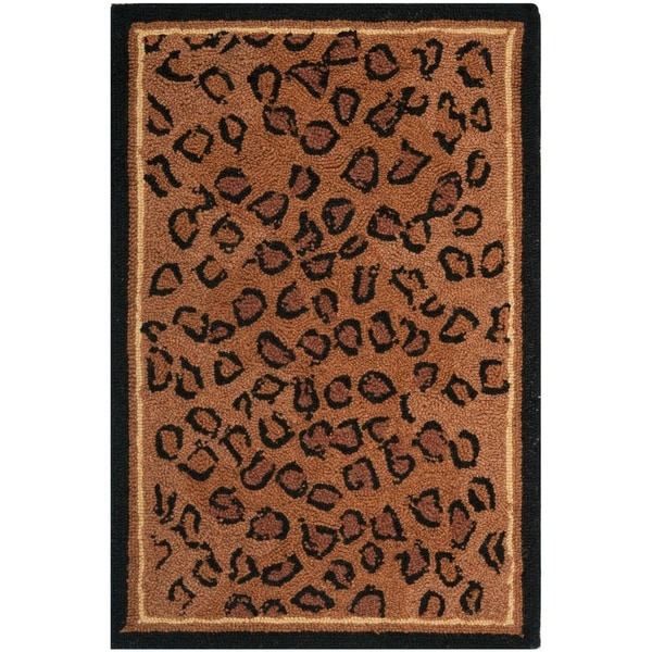 Safavieh Hand-hooked Chelsea Leopard Brown Wool Rug - 1'8" x 2'6"