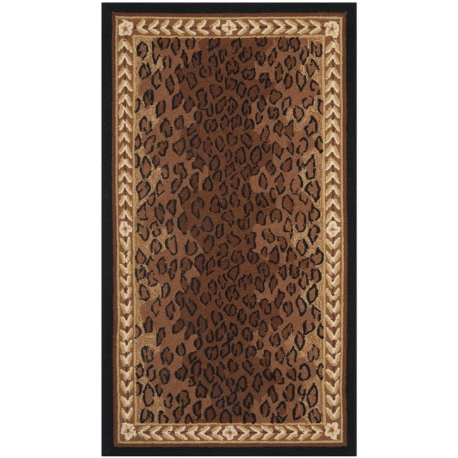 Hand hooked Chelsea Leopard Brown Wool Rug (26 X 4)