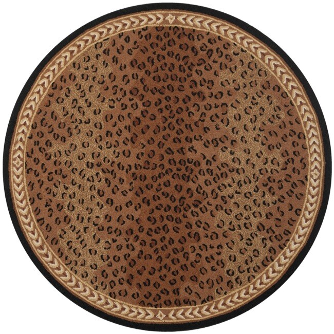 Hand hooked Chelsea Leopard Brown Wool Rug (56 Round)