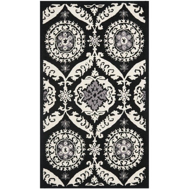 Hand hooked Chelsea Heritage Black Wool Rug (29 X 49)