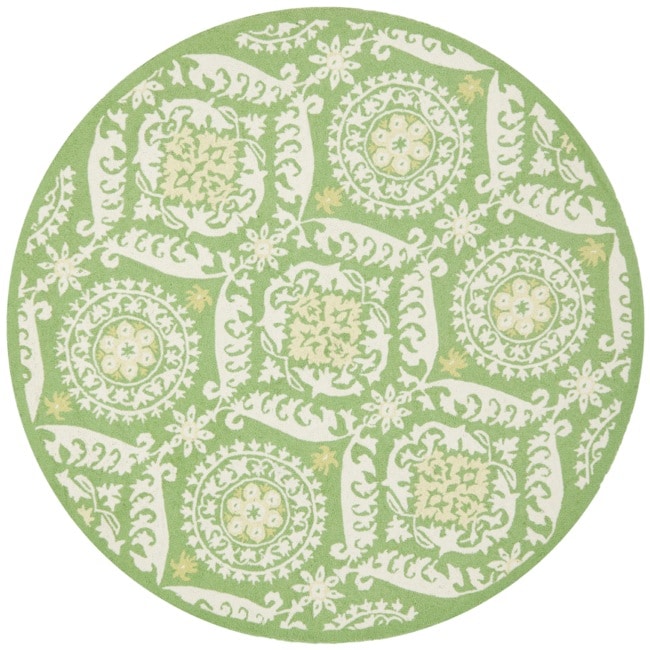 Hand hooked Chelsea Heritage Green Wool Rug (8 Round)