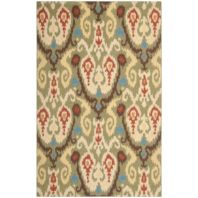 Large Hand hooked Chelsea Green Wool Rug (76 X 99)