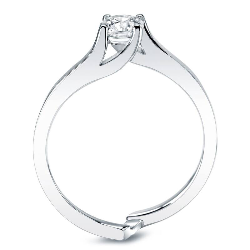 Auriya 14k Gold 1ctw Round Solitaire Diamond Engagement Ring Set
