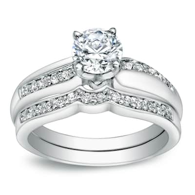 Auriya 14k Gold 1ctw Round Diamond Bridal Ring Set