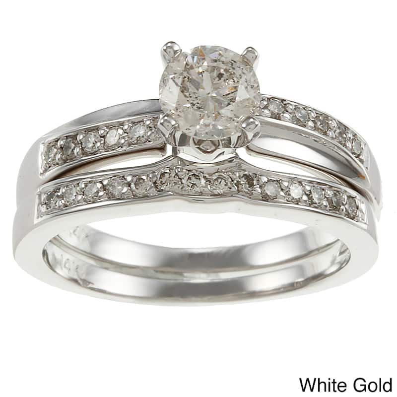Auriya 14k Gold 1ctw Round Diamond Bridal Ring Set - White Gold - 4