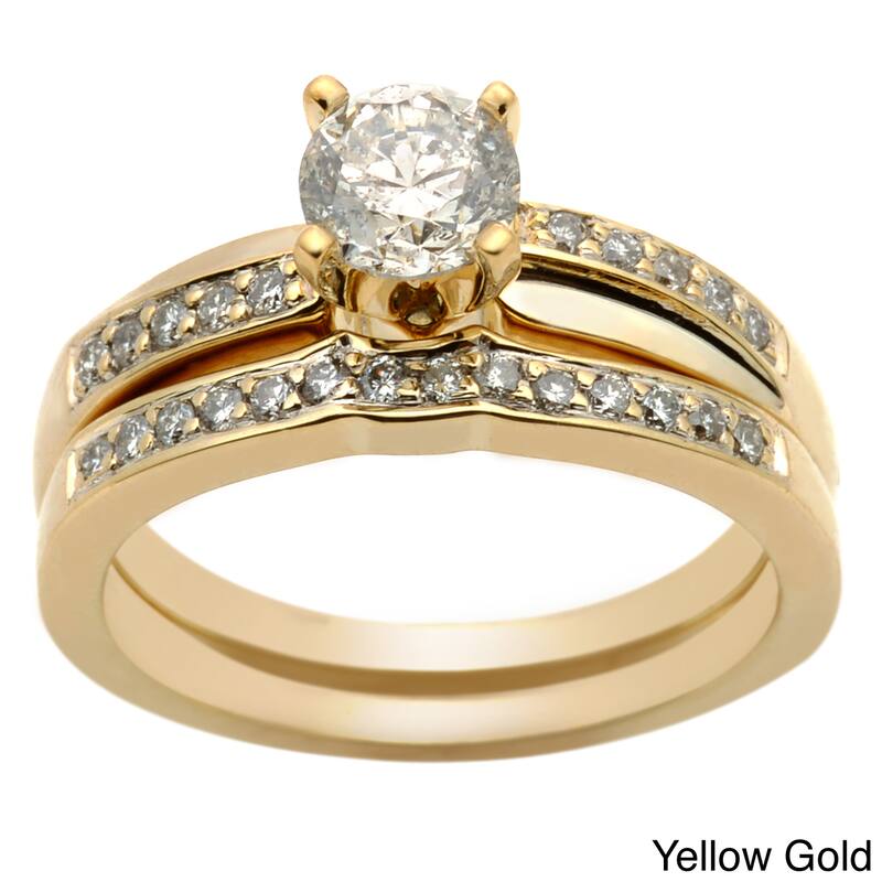 Auriya 14k Gold 1ctw Round Diamond Bridal Ring Set - Yellow Gold - 4