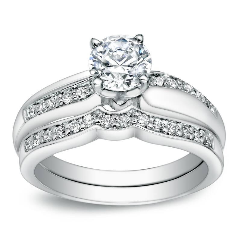 Auriya 14k Gold 1ctw Round Diamond Bridal Ring Set