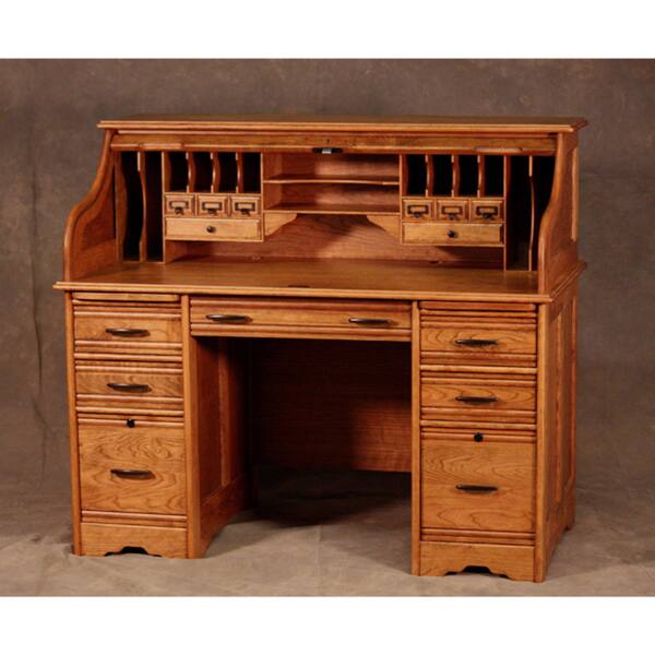 Shop Wood Revival 54 Inch Rolltop Desk Overstock 6990719
