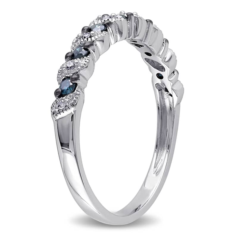 Miadora 10k White Gold 1/4ct TDW Blue and White Diamond Ring