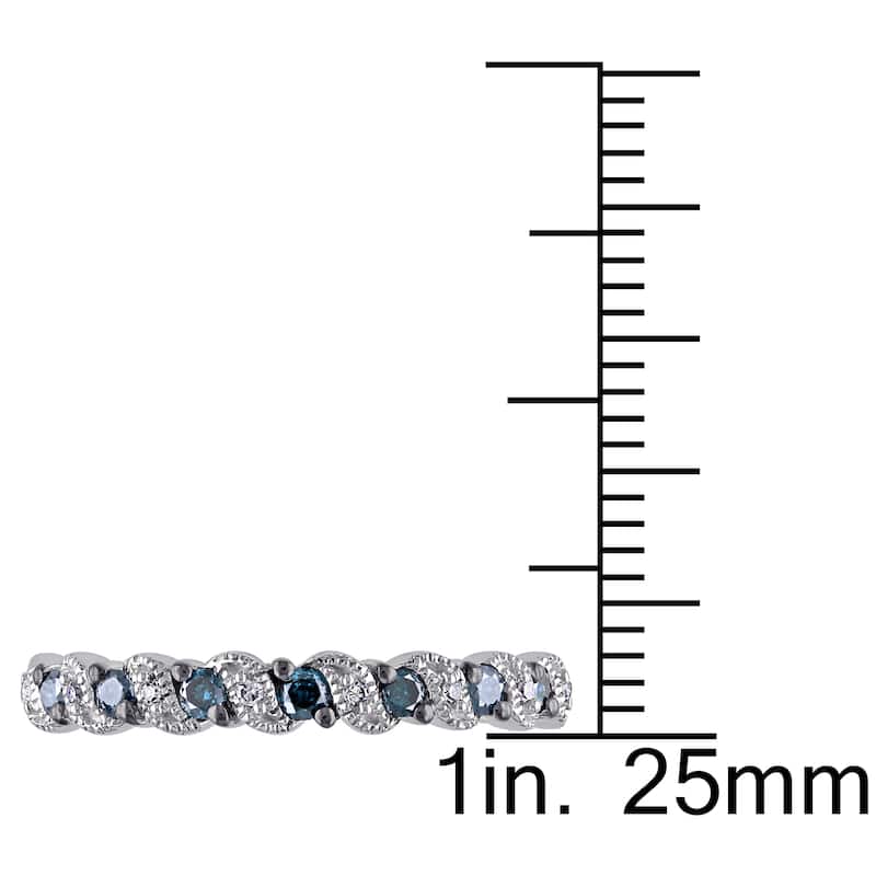 Miadora 10k White Gold 1/4ct TDW Blue and White Diamond Ring