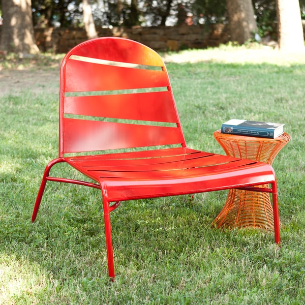 Indoor/ Outdoor Red Lounge Chair - Overstock - 6990909