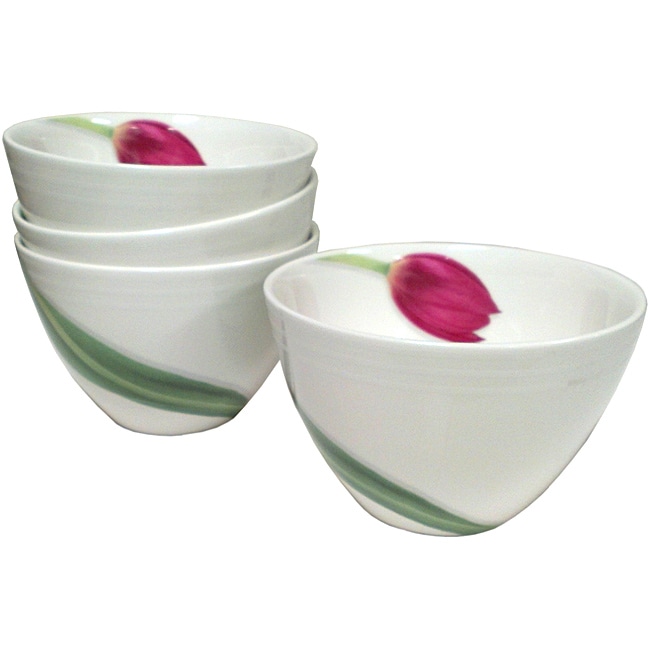 Red Vanilla Dutch Garden Coupe Bowls Set/4