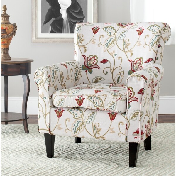 Shop Safavieh Gramercy Red Flowers Ivory Club Chair - On Sale - Free