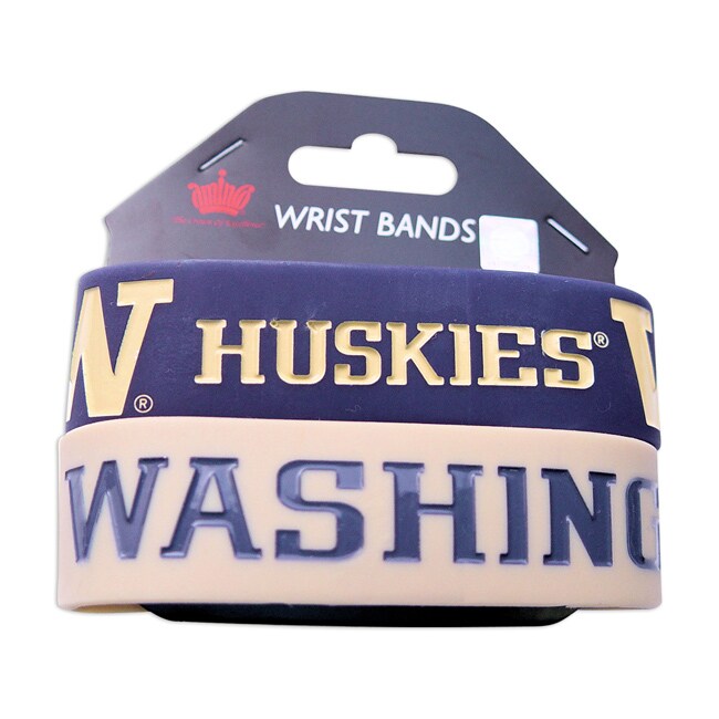 Washington Huskies Rubber Wrist Band (Set of 2) NCAA