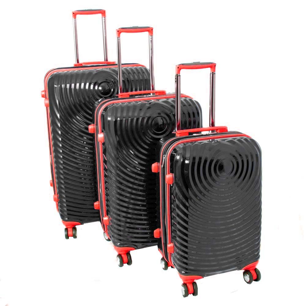 American Vertigo Black 3piece Lightweight Expandable Hardside Spinner Luggage Set With TSA Lock