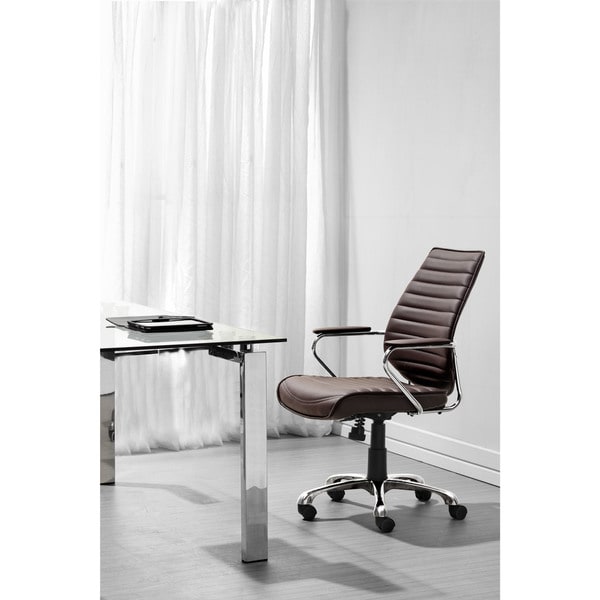 Enterprise Espresso Low Back Leatherette Office Chair - 23.5L x 25W x 37.5-40