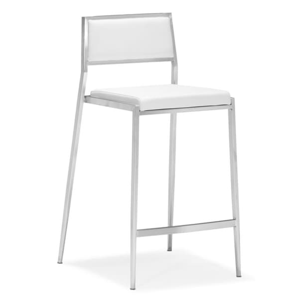 Zuo White Dolemite Counter Chair (Set of 2) Zuo Bar Stools