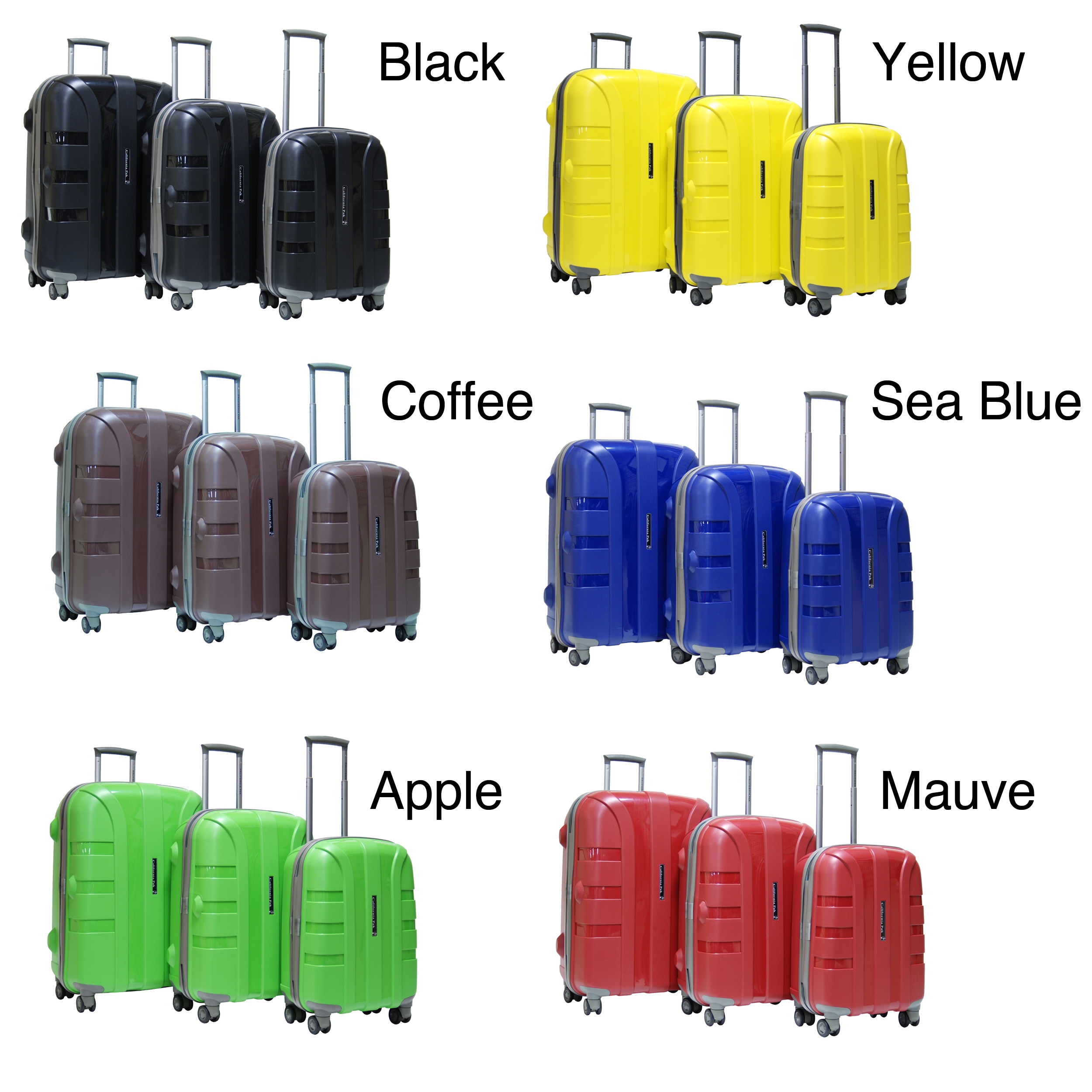 Calpak Rapture 3 piece Lightweight Polypropylene Hardside Spinner Luggage Set