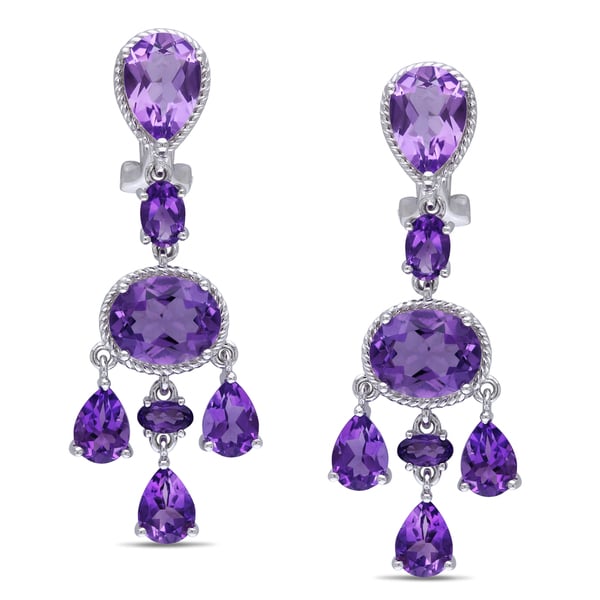 Miadora Sterling Silver Amethyst Dangle Earrings  