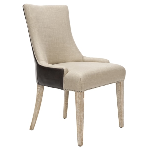 Safavieh En Vogue Dining Becca Beige Fabric Leather-back Dining Chair