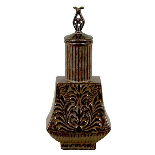 Small Brown Ceramic Jar (CeramicDimensions 7.5 inches long x 5 inches wide x 17 inches high)