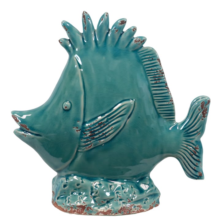 Blue Ceramic Fish (BlueModel UTC10817 Brand Urban Trends CollectionMaterial CeramicDimensions 9 inches high x 9 inches long x 3.5 inches wide  CeramicDimensions 9 inches high x 9 inches long x 3.5 inches wide )