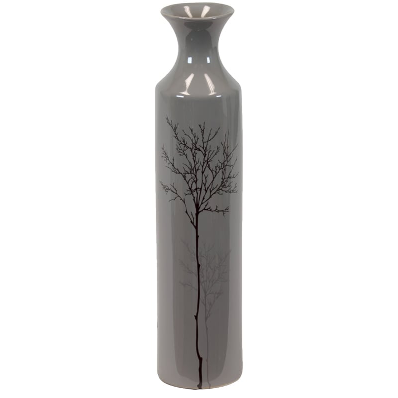 Grey Small Shiny 16 inch Ceramic Vase (GreySize 3 inches wide x 3 inches deep x 16 inches highUPC 877101241089For Decorative Purposes Only(Does Not Hold Water) 3 inches wide x 3 inches deep x 16 inches highUPC 877101241089For Decorative Purposes Only(D