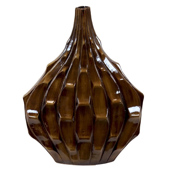 Urban Trends Collection Small Brown Ceramic Vase  