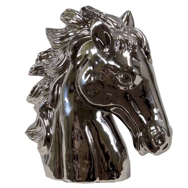 Urban Trend Silver Horse Head Ceramic Sculpture