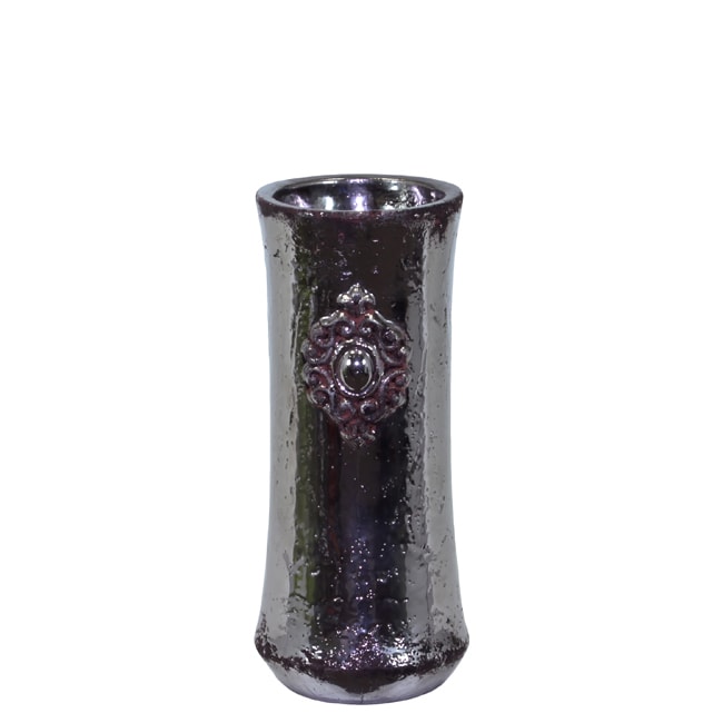 Small Silver 13 inch Ceramic Vase (SilverMaterial CeramicSize 5.5 inches deep x 13 inches highUPC 877101701705For Decorative Purposes Only 5.5 inches deep x 13 inches highUPC 877101701705For Decorative Purposes Only CeramicSize 5.5 inches deep x 13 i