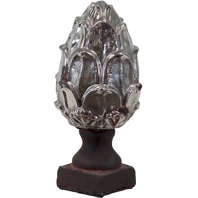 Ceramic Artichoke Antique Silver Small (CeramicDimensions 5.5 inches deep x 5.5 inches wide x 11 inches high)