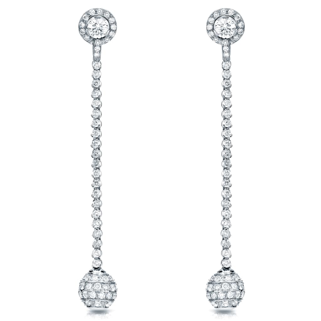 Auriya 18k White Gold 7ct TDW Diamond Dangle Ball Drop Earrings (F-G, SI1-SI2)