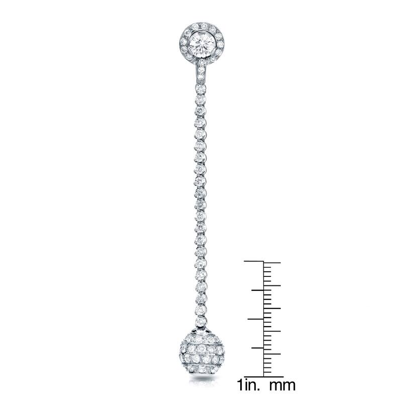 Auriya 18k White Gold 7ct TDW Diamond Dangle Ball Drop Earrings (F-G, SI1-SI2)