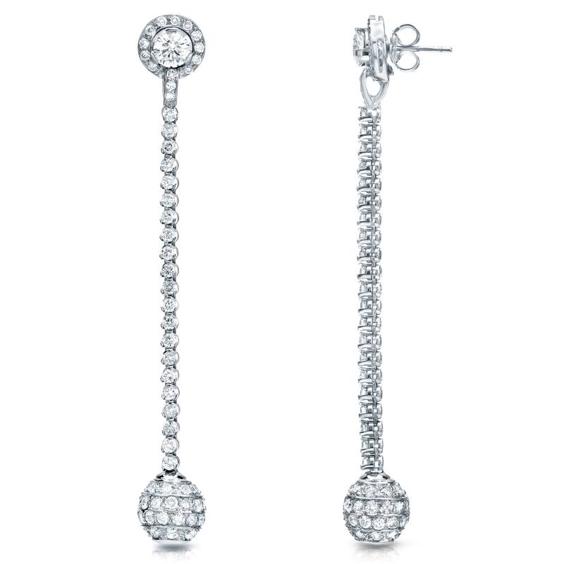 Auriya 18k White Gold 7ct TDW Diamond Dangle Ball Drop Earrings (F-G, SI1-SI2)