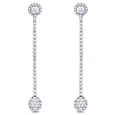 Auriya 18k White Gold 7ct TDW Diamond Dangle Ball Drop Earrings (F-G, SI1-SI2)