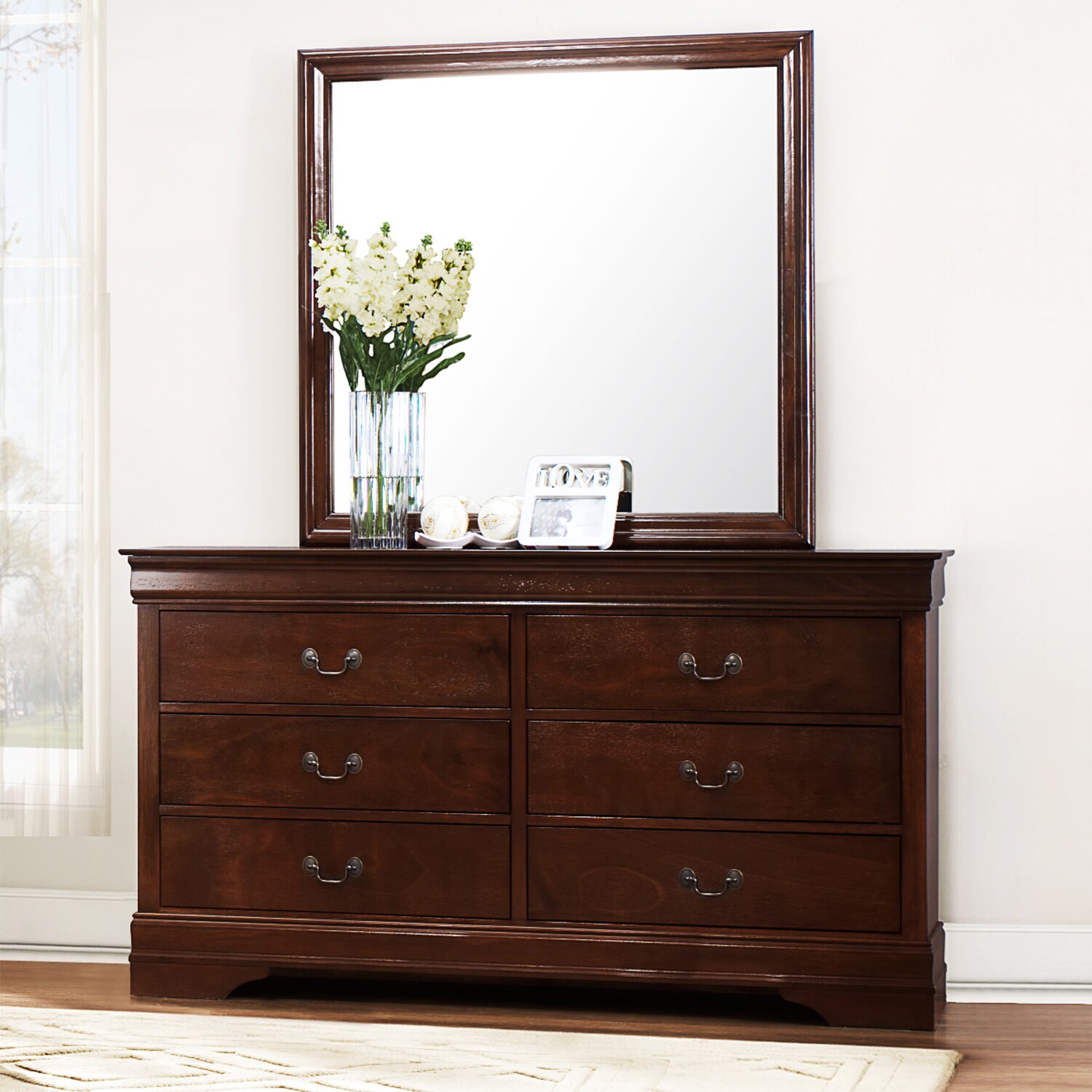 Tribecca Home Tribecca Home Milford Louis Phillip Brown Traditional 6 drawer Dresser And Mirror Brown Size 6 drawer
