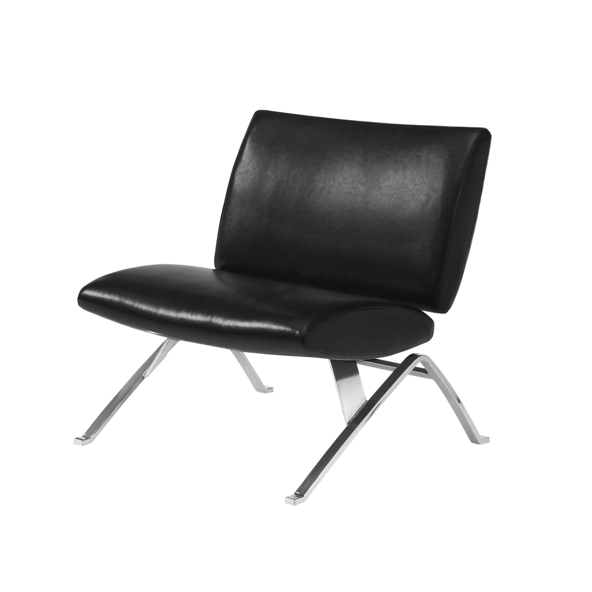 Shop Black Leather-Look / Chrome Metal Modern Accent Chair - Free
