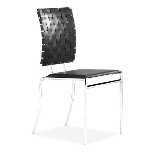 Shop Criss Cross Modern Leather and Chrome Steel Black Dining Chair
