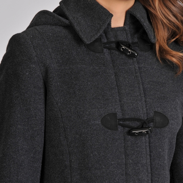 Zip Wool-blend Coat with Removable Hood 