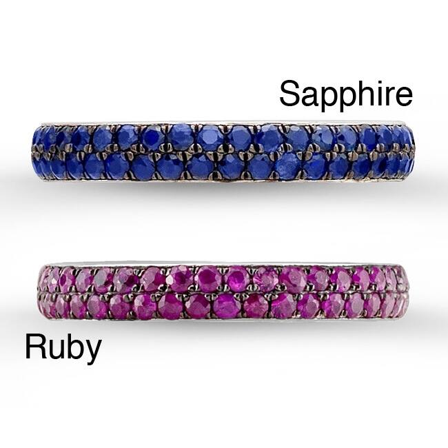 Sterling Silver Sapphire or Ruby Eternity Band